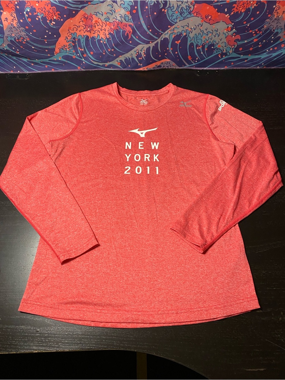 Mizuno Coral Red Long-Sleeve Performance Tee